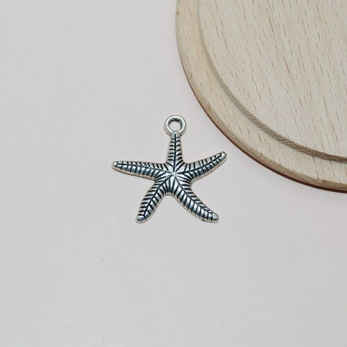 Pendentif étoile de mer argent used pour création de bijoux, breloque etoile de mer argent