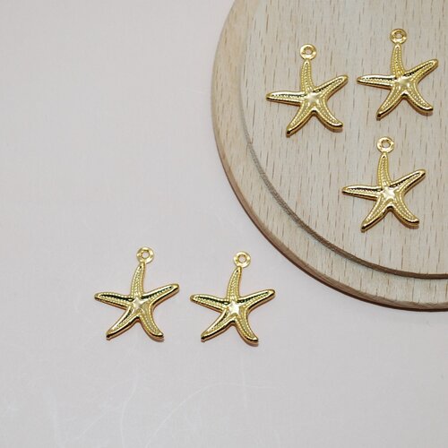 Lot de 2 breloques étoiles de mer en acier inoxydable doré pour création de bijoux, breloques etoiles de mer doré