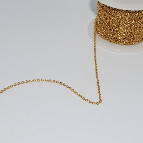 Chaine fine doré en acier inoxydable 2.5x2mm x1mètre pour création de bijoux, chaine acier doré