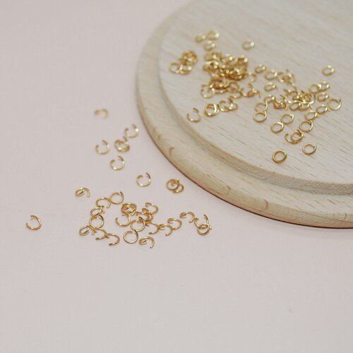 Lot de 50 anneaux de jonction en acier inoxydable doré pour création de bijoux, lot anneaux 3mm