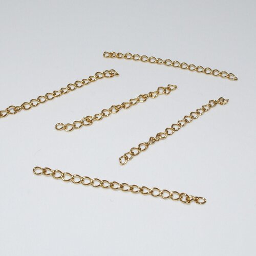 Lot de 10 chainettes d extension doré en acier inoxydable 50mm pour création de bijoux, chainette rallonge doré