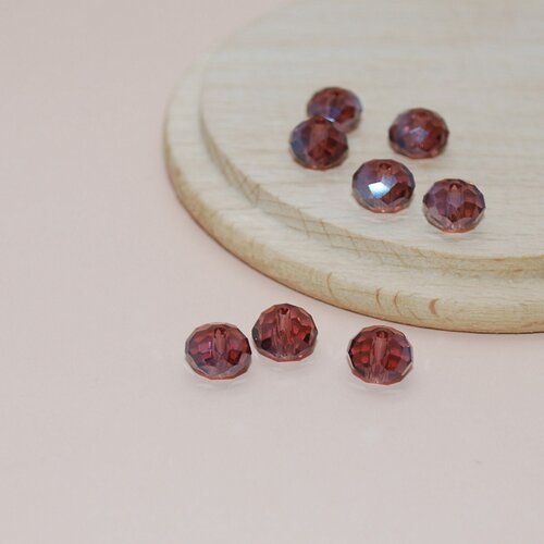 Lot de 5 perles à facettes à reflets en verre pour création de bijoux, perles 8x6mm
