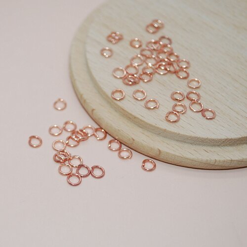 Lot de 50 anneaux de jonction doré rose pour création de bijoux, lot anneaux 4mm