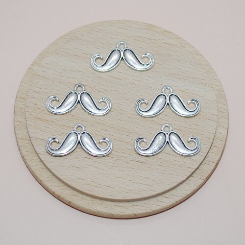Lot de 5 breloques moustaches argent used pour création de bijoux