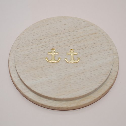 Lot de 2 mini ancres de marin en acier inoxydable doré pour création de bijoux