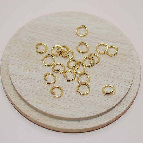 Lot de 20 anneaux de jonction en acier inoxydable doré pour création de bijoux, lot anneaux 7mm