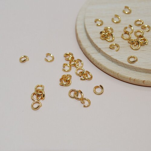 Lot de 20 anneaux de jonction en acier inoxydable doré 5mm jauge 1mm pour création de bijoux, lot anneaux doré 5mm