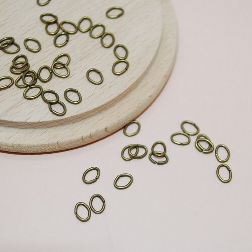 Lot de 50 anneaux de jonction ovales bronze pour création de bijoux, lot anneaux 6x4mm
