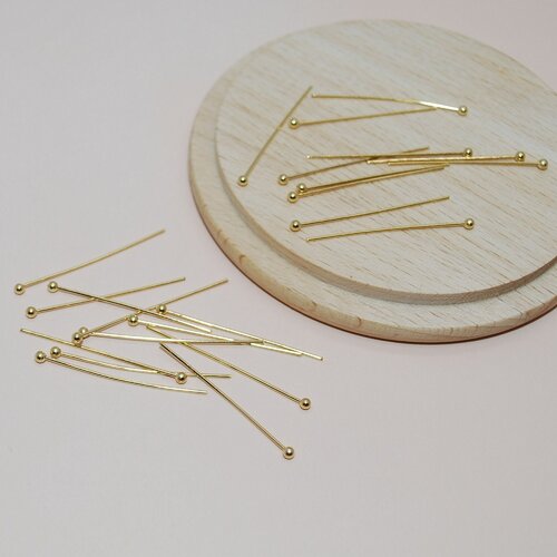 Lot de 20 clous à bout rond en acier inoxydable doré 30mm pour création de bijoux