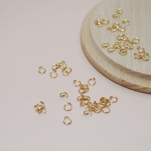 Lot de 50 anneaux de jonction doré en acier inoxydable pour création de bijoux, lot anneaux 4mm