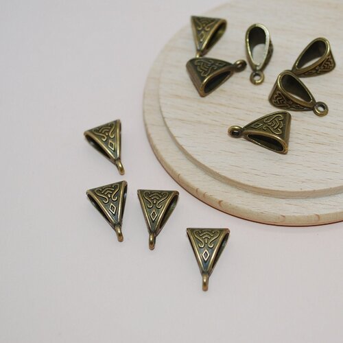Lot de 10 bélières bronze pour création de bijoux, belieres 15mm