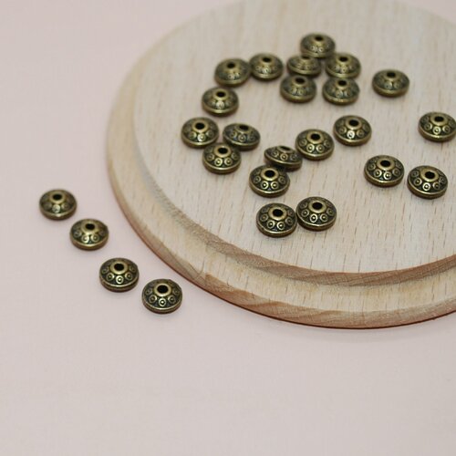 Lot de 10 perles séparateurs bronze pour création de bijoux