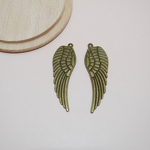 Lot de 2 pendentifs ailes d'ange 49mm pour création de bijoux