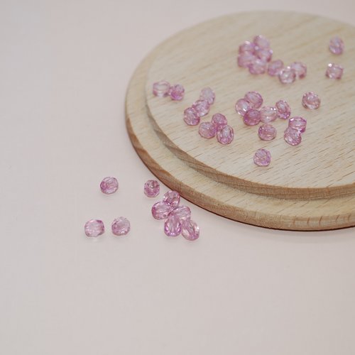 Lot de 20 perles à facettes roses en verre tchèque de bohème pour création de bijoux, perles 4mm