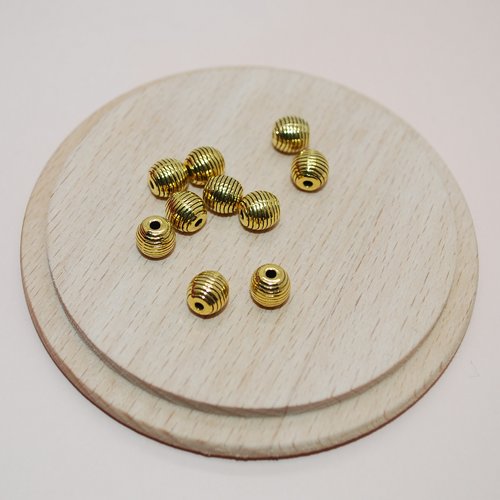 Lot de 10 perles séparateurs doré pour création de bijoux, lot de perles séparatrices doré perdo1002/6mm
