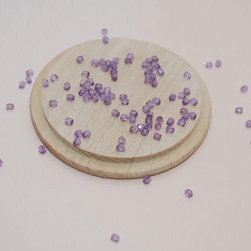Lot de 50 perles à facettes violettes en verre tchèque de bohème 3mm pour création de bijoux, perles mauves en verre