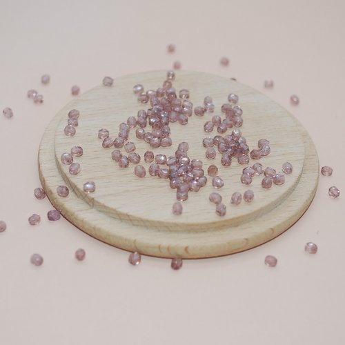 Lot de 20 perles à facettes vieux rose en verre tchèque de bohème 3mm pour création de bijoux, perles roses en verre