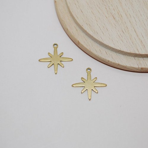 Lot de 5 breloques mini étoiles du nord en acier inoxydable doré 15mm pour création de bijoux, breloques mini etoiles du nord doré
