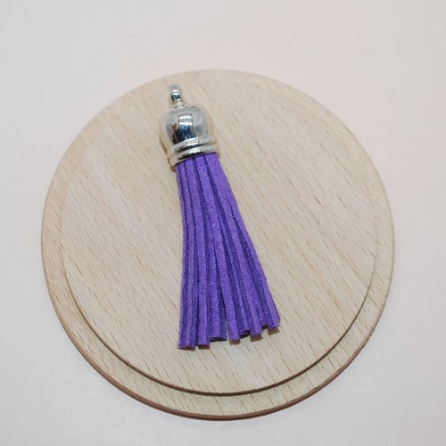 Pompon violet en suédine 58mm pour création de bijoux
