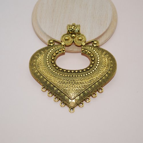 Grand pendentif tibétain ethnique doré vieilli pour création de bijoux pendoeth02