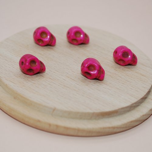 Lot de 10 perles têtes de mort rose 11mm pour création de bijoux, perles roses, breloques tete de mort