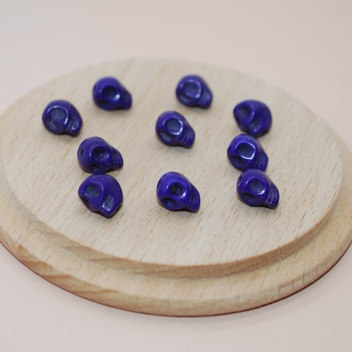 Lot de 10 perles têtes de mort violettes 9mm pour création de bijoux, perles violettes, breloques tete de mort