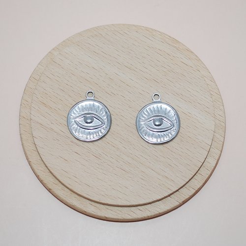 Pendentif oeil horus acier inxoxydable argent pour création de bijoux, breloque oeil argent, vendu a l unite