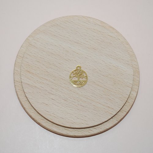 Breloque mini arbre de vie doré en acier inoxydable pour création de bijoux