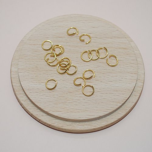 Lot de 20 anneaux de jonction en acier inoxydable doré pour création de bijoux, lot anneaux 7mm jauge 0.8mm