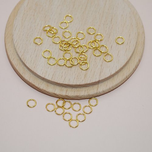 Lot de 50 anneaux de jonction doré 5mm pour création de bijoux, lot anneaux 5mm