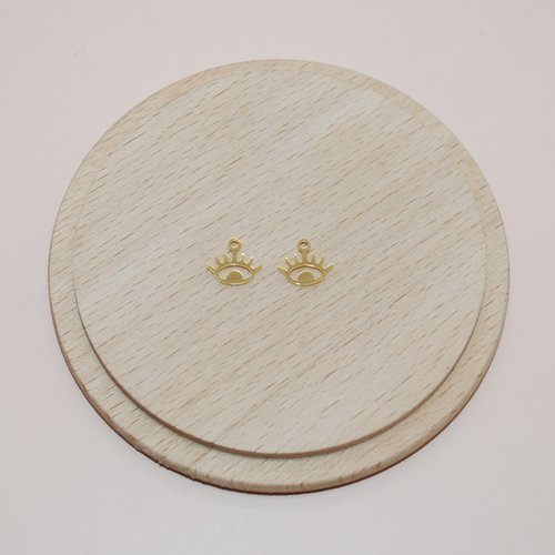 Breloque mini oeil 9mm en acier inoxydable doré pour création de bijoux, pendentif oeil doré vendu a l unite