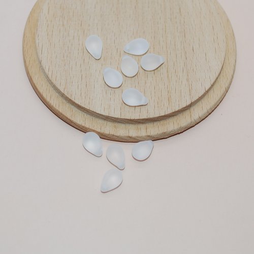 Lot de 10 perles gouttes blanc crystal mat ab en verre tchèque de bohème pour création de bijoux, lot perles boheme 9mm