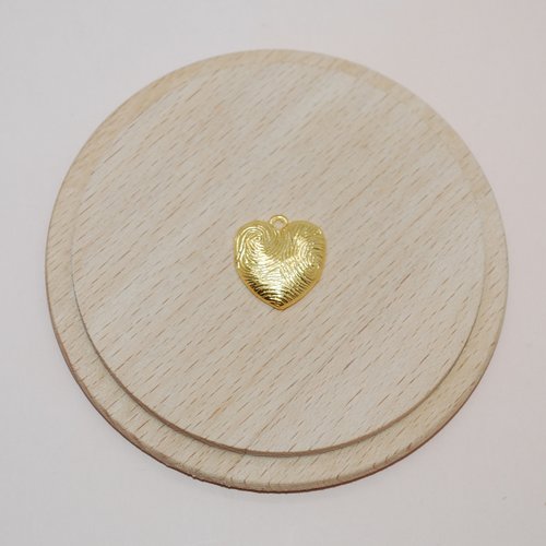 Pendentif coeur en plaqué or 24k 17mm pour création de bijoux, breloque coeur en plaqué or