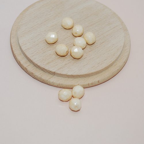 Lot de 10 perles à facettes beige nude en verre tchèque de bohème pour création de bijoux, perles 8mm