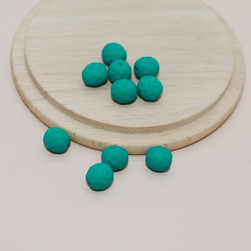 Lot de 5 perles à facettes vert mat en verre tchèque de bohème pour création de bijoux, perles vertes 8mm
