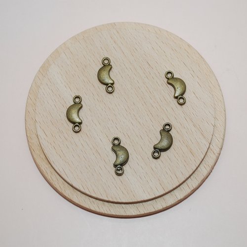 Lot de 4 breloques connecteurs mini lunes bronze pour création de bijoux