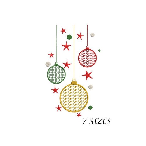 Motif broderie noël , motif pour machine à broder, 3 boules noël