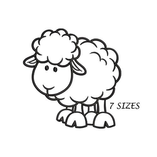 Motif  broderie machine contours  mouton 7 tailles  et  multi formats brodeuse