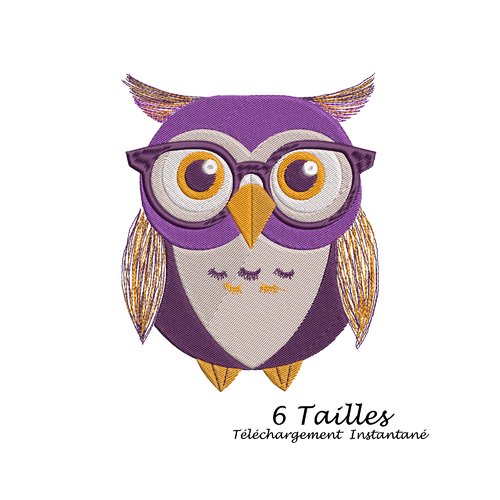 Motif broderie hibou avec lunettes