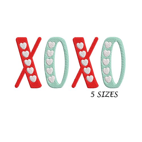Motif broderie xoxo avec insertions coeurs,