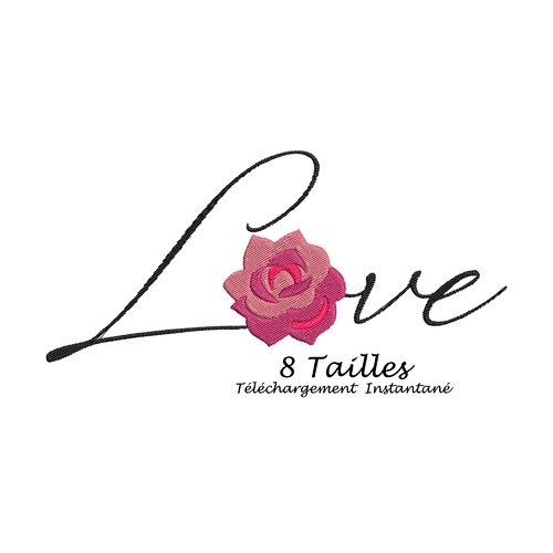 Motif  broderie love avec rose