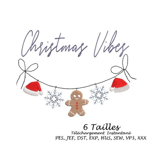 Motif broderie machine guirlande noël