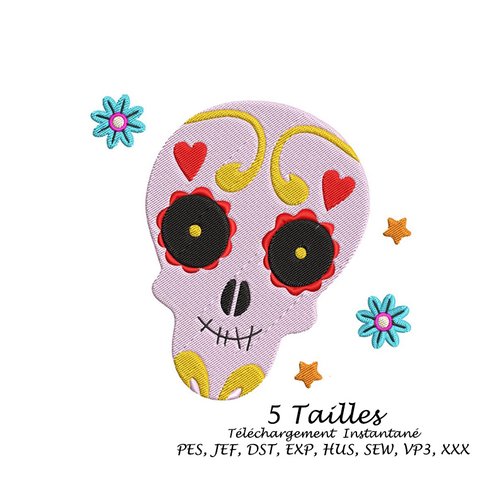 Motif  pour broderie  machine crâne mexicain