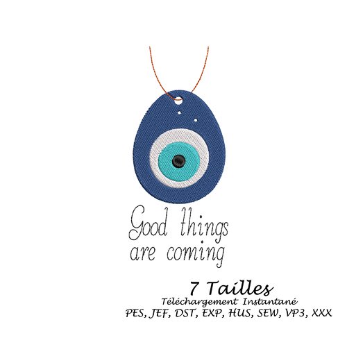 Motif  broderie machine pendentif troisième oeil