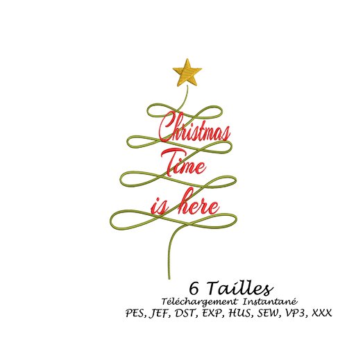 Motif  broderie  machine sapin et citation