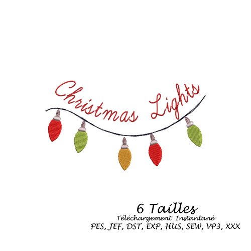 Motif broderie  machine,guirlande lampe noël ,