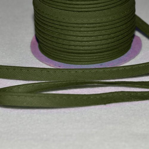 10 mm - passepoil coton vert kaki au mètre