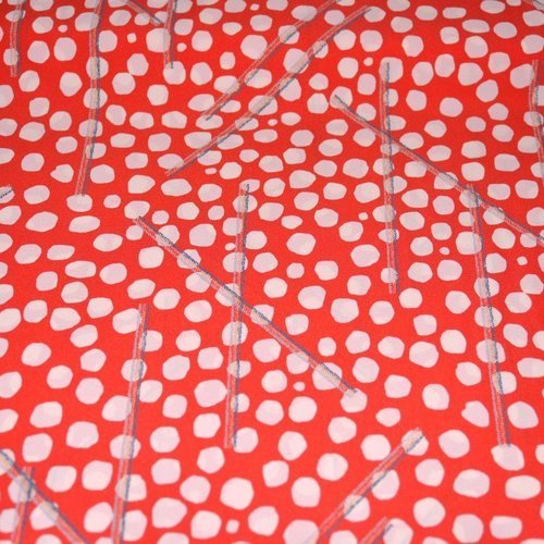 Tissu polyester, rouge blanc, coupe par 50 centimètres - tissu collection  printemps- eté 2018