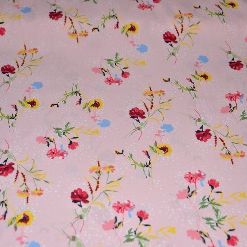 Tissu polyester, rose motif floral, coupe par 50 centimètres - tissu collection  printemps- eté 2018 n°11