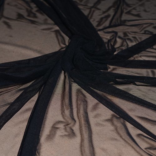 Tissu voile résille stretch noir, coupe par 50 cms